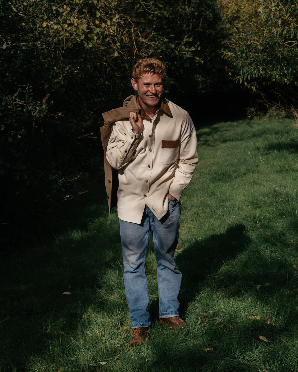 Resilience Overshirt - Cream x Tan.