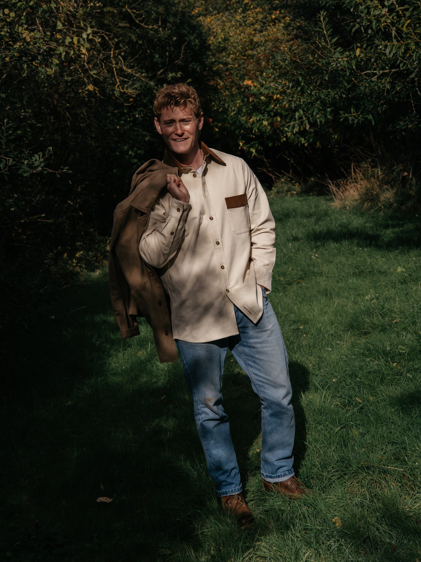 Resilience Overshirt - Cream x Tan.