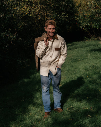 Resilience Overshirt - Cream x Tan.